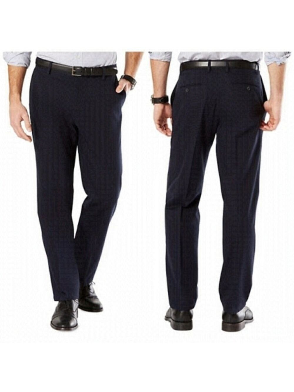 NEW Dockers Big & Tall (Plus) Signature Khaki Pants in Navy Blue US 48W x 32 L